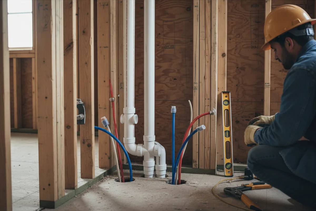 Drain and supply rough-in during Leak Detection in Rocky Hill